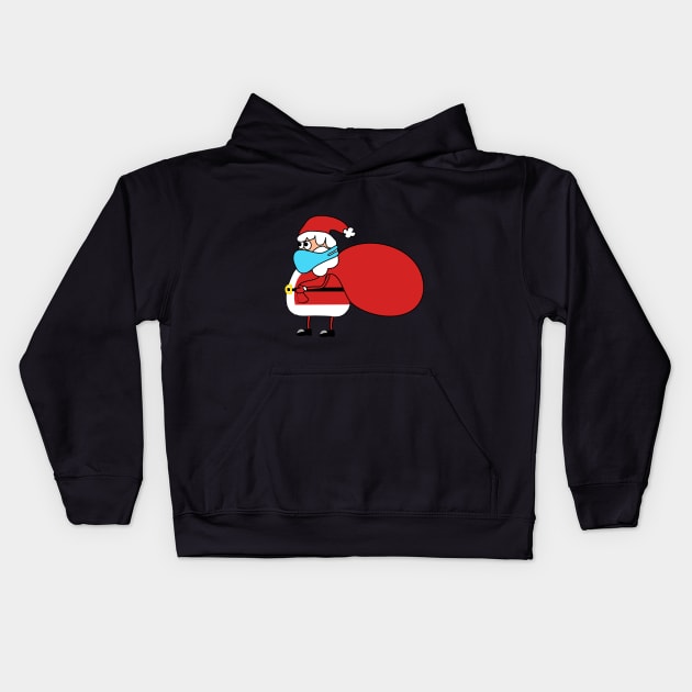 Santa Claus in quarantine wearing a Mask. A bag with presents. New Year's and Christmas. Celebration. Winter. Joy. Happiness. Kids Hoodie by grafinya